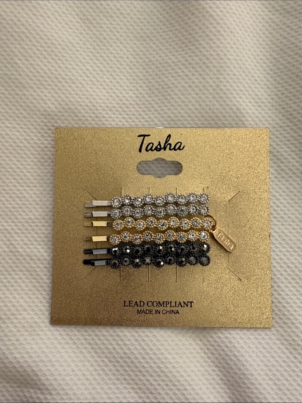 Tasha Rhinestone Bobby Pin Set - Gold, Silver, Black
